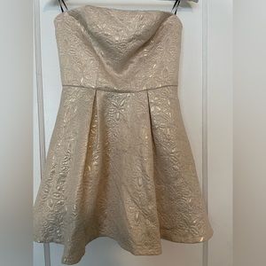 Forever 21 strapless dress gold embossing